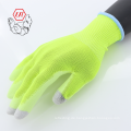 Touchscreen Hi vis gelbe Polyesterschale beschichtete Handschuhe weiße puspalmenbeschichtete Fluoreszenzhandschuhe Polyurethanpalmenbeschichtete Handschuhe